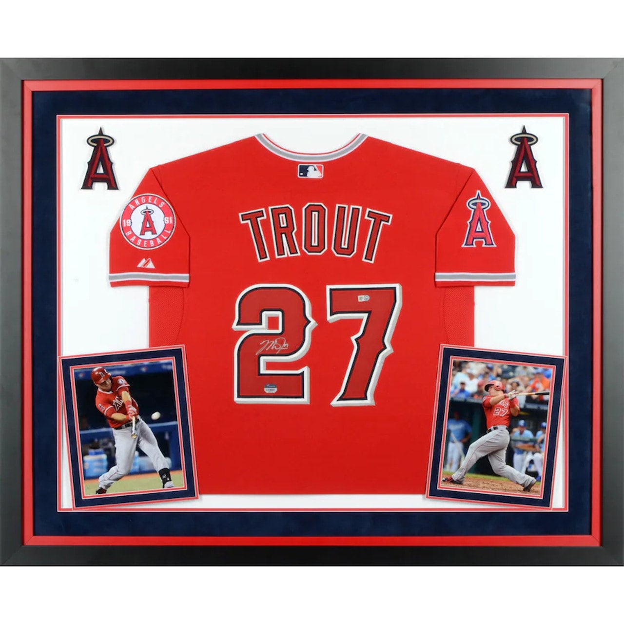 Mike Trout Autographed and Framed Red Angels Jersey